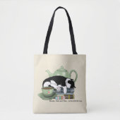 Gemütliche Bücher Katze Smoking Tee Süße Grüne Tee Tasche (Vorderseite)