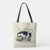 Gemütliche Bücher Katze Smoking Tee Süße Grüne Tee Tasche (Rückseite)