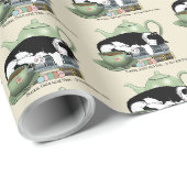 Gemütliche Bücher Katze Smoking Teetasse Süße Grün Geschenkpapier (Rolleneckpunkt)