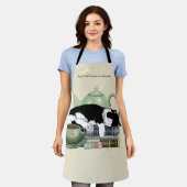 Gemütliche Bücher Katze Smoking Teetasse Süße Grün Schürze (Getragen)
