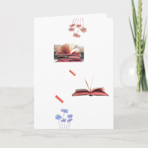 Gemütliche Bücher und Blumen Ästhetische Lesebegrü Karte
