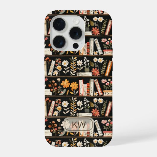 Gemütliche Bücherregal-Monogramm-Handyhülle iPhone Hülle (Rückseite)