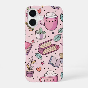 Gemütliche Bücherwurm-Coffee-iPhone-Hülle Leselieb iPhone 16 Hülle