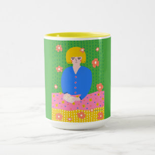Gemütliche Bücherwurm-Volkskunst-Lesemädchen Tasse