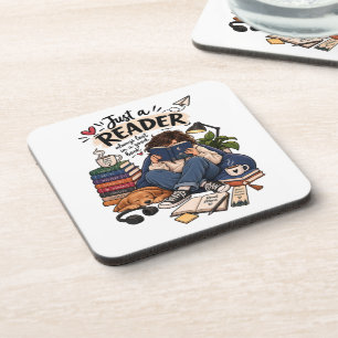 Gemütliche Buchliebhaber-Lesebild-Illustration Getränkeuntersetzer