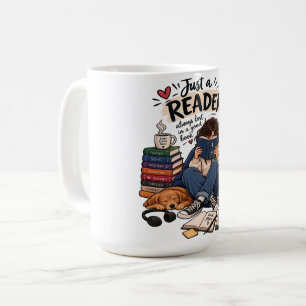 Gemütliche Buchliebhaber-Lesebild Kaffeetasse