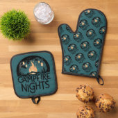 Gemütliche Campfeuernächte Rustikales Abenteuer im Ofenhandschuh & Topflappen-Set (Oben Unten)