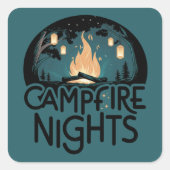 Gemütliche Campfeuernächte Rustikales Abenteuer im Quadratischer Aufkleber (Vorderseite)