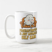 Gemütliche Cloud-Lounge Humor Grafik Kaffeetasse (Links)