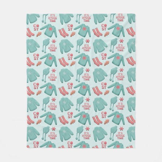 Gemütliche Collage Winter Mode Muster Aquamarin un Fleecedecke (Vorderseite)