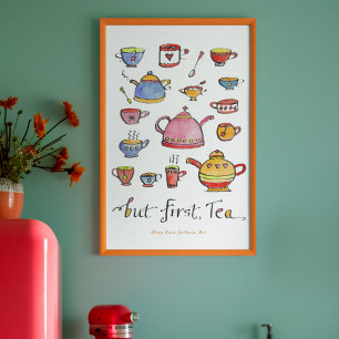 Gemütliche Cottagecore-Tee-Quote handillustriert B Poster