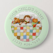 GEMÜTLICHE DECKE Kinder-ID-Anhänger - Grün Button (Vorderseite)