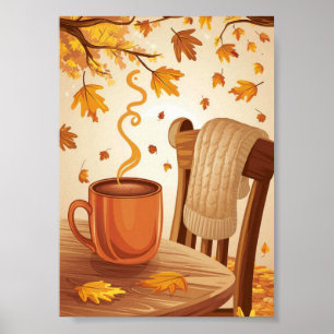 gemütliche Downloads-Kunst aus der Herbstszene Poster