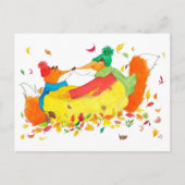 Gemütliche Eingemummte Herbstfüchse Postkarte (Vorderseite)