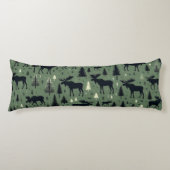 Gemütliche Elche und Pinienwälder grün Seitenschläferkissen (Vorderseite)
