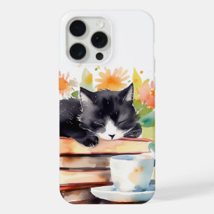Gemütliche entspannte Katze in Aquarell iPhone 15 Pro Max Hülle
