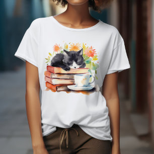 Gemütliche entspannte Katze in Wasserfarbe T-Shirt