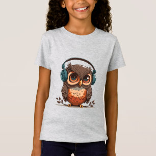 Gemütliche Eule mit Kopfhörern T-Shirt