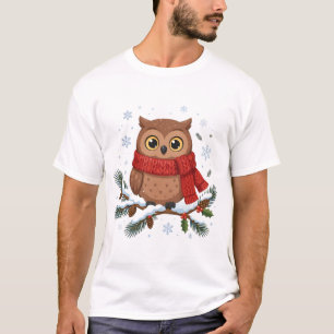 Gemütliche Eule Winter Schals Weihnachten Tier Kun T-Shirt