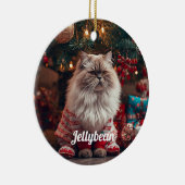 Gemütliche Exotic Kurzfristige Katze Weihnachten P Keramik Ornament (Rechts)