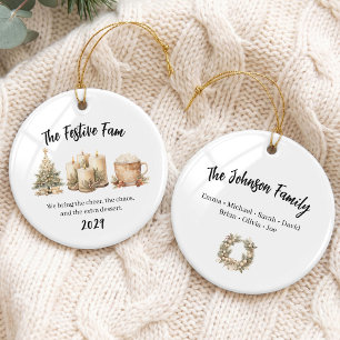 Gemütliche Familienfeier zur Weihnachtszeit Keramik Ornament