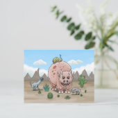 Gemütliche Fantasiedinosaurier in der Wüste Postkarte (Stehend Vorderseite)