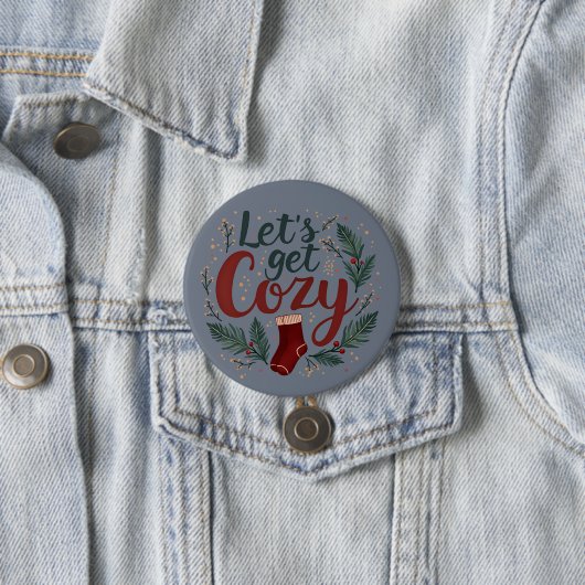 Gemütliche Feiertags-Kiefer-Beeren-Beschriftung Button (Beispiel)