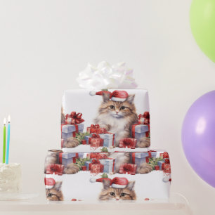 Gemütliche Ferienkatze mit festlicher Dekoration Geschenkpapier