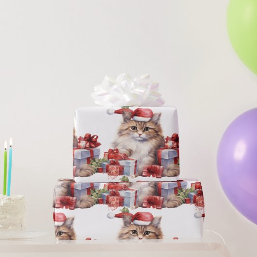 Gemütliche Ferienkatze mit festlicher Dekoration Geschenkpapier (Partygeschenke)