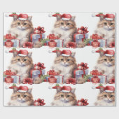 Gemütliche Ferienkatze mit festlicher Dekoration Geschenkpapier (Flach)