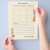 Gemütliche florale Babynamen Flyer (Hand)