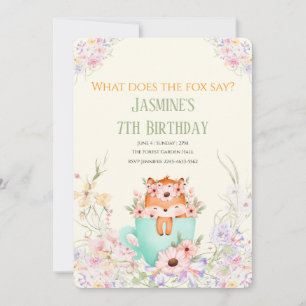 Gemütliche Fuchs-Blumen-Wald-Magische-Geburtstags- Einladung
