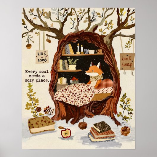 Gemütliche Fuchs Cottagecore Wandkunst Poster (Vorne)