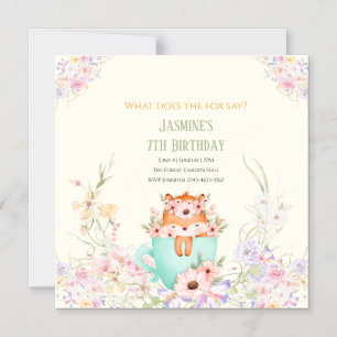 Gemütliche Fuchs-Wald-Magische-Floral-Geburtstagse Magneteinladung