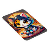 Gemütliche Gamer-Katze in einem Hoodie Magnet (Rechte Seite)