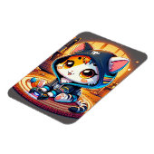 Gemütliche Gamer-Katze in einem Hoodie Magnet (Linke Seite)