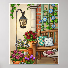 Gemütliche Gartenbank Kunst Poster