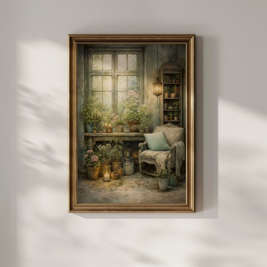Gemütliche Gartenfensterecke Poster