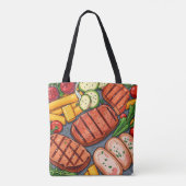 Gemütliche gegrillte Gemüse und leckeres Fleisch Tasche (Rückseite)