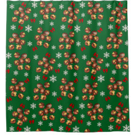 Gemütliche geröstete Kastanien und Schneeflocken W Duschvorhang