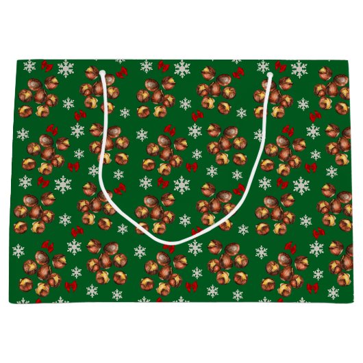 Gemütliche geröstete Kastanien und Schneeflocken W Große Geschenktüte (Vorderseite)