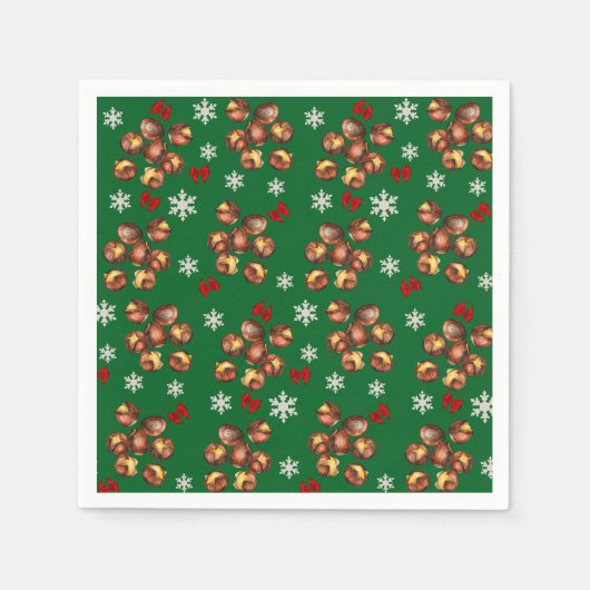 Gemütliche geröstete Kastanien und Schneeflocken W Serviette (Vorderseite)