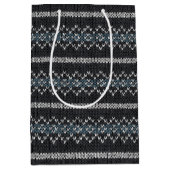 Gemütliche Gestrickte Muster Schwarz und Grau Papi Mittlere Geschenktüte (Vorderseite)