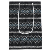 Gemütliche Gestrickte Muster Schwarz und Grau Papi Mittlere Geschenktüte (Rückseite)