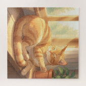 Gemütliche getigerte Katze beim Sonnenbaden Puzzle (Horizontal)