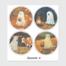 Gemütliche Ghost-Sticker (Set von 4 Jahren)