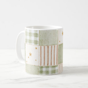 Gemütliche Gold-Minzgrüne Sterne Streifen Patches  Kaffeetasse