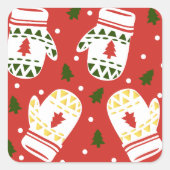 Gemütliche Gold Winter Gloves Quadratischer Aufkleber (Vorderseite)