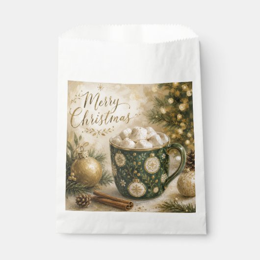 Gemütliche Grüne Gold Hot Cocoa Marshmallows Geschenktütchen (Vorderseite)