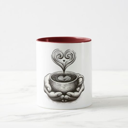 ☕ Gemütliche Hände & Herz Tasse ☕ (Zentrum)